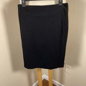 Lynn Ritchie Silver Black Ponte Knit Pencil Skirt with Side Zip Seam
